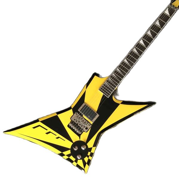 

lvycustom irregular shape body electric guitar in yellow color accept guitar bass oem order