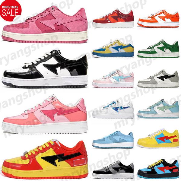 

fashion casual shoes for womens mens pink suede camo combo red patent orange white green sports sneakers fashion outdoor trainers, Black