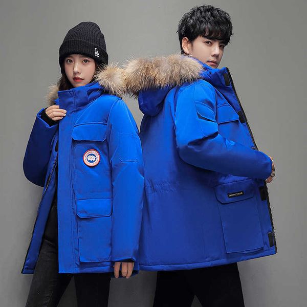 

2022 new down jacket men's big goose korean fashion workwear youth student couple warm and thickened coat in winter, Black