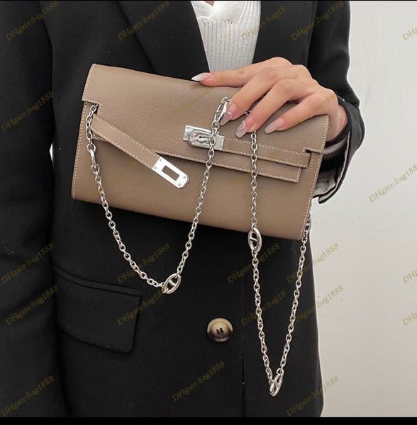 

luxury women's bag classic designer togo cowhide handbag gold silver chain one shoulder messenger bags fashion cross lock bag horizonta