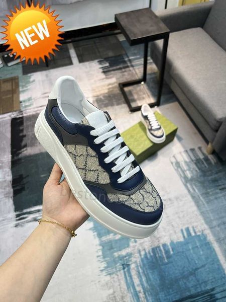 

embossed casual shoes lace up fashion leather shoe printed platform sneakers men women embroidered running sneaker, Black