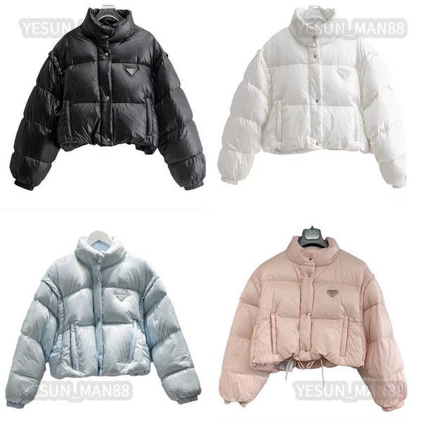 

womens designer prads down jacket autumn and winter sleeves disassembled puffer jackets coat outerwear causal warm thickened parkas, Black