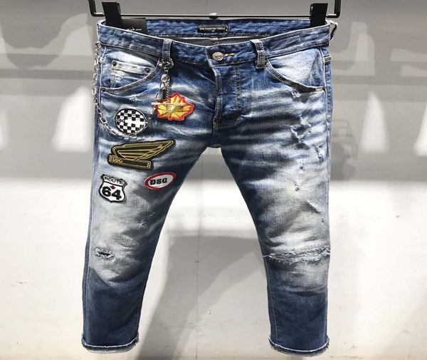 

dsq phantom turtle classic fashion man jeans hip hop rock moto mens casual design ripped jeans distressed skinny denim biker dsq j9917248, Blue
