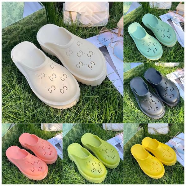 

luxury brand designer women platform perforated sandals slippers made of transparent materials fashionable lovely sunny beach woman 35-43, Black