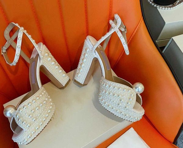 

brand sandals designer design new leather head fish mouth waterproof platform thick heel high hate sky high walk show sandals, Black