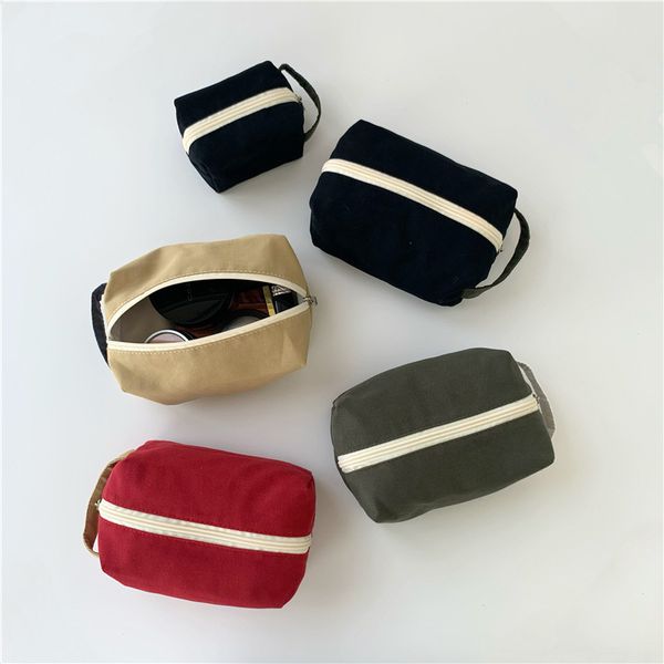 

dhl100pcs cosmetic bags women canvas color patchwork solid storage bag mix color