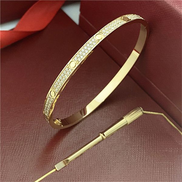 

luxury gold bangle stainless steel bracelets silver rose women men bangle screw bracelet couple classic diamond jewelry accessories with vel, Black