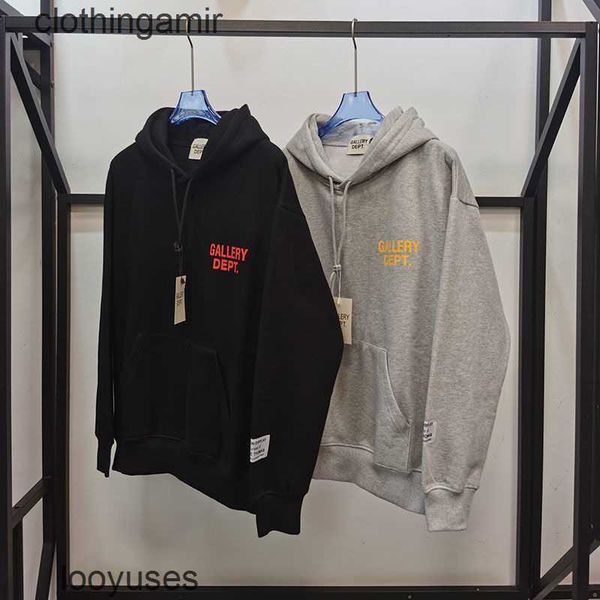 

simple sweaters streetwear dept designer galleryes letter print plush hoodie autumn winter casual couple jacket, Black