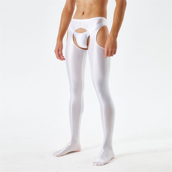 

men's pants satin glossy japanese erotic lingerie stockings men shiny open crotch pantyhose women satin silk tights party club panty, Black