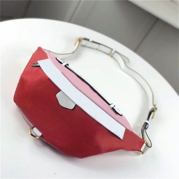 

new classic deluxe matching red large print leather waist bag quality handbag 44575 size 37cm 17cm 13cm199k