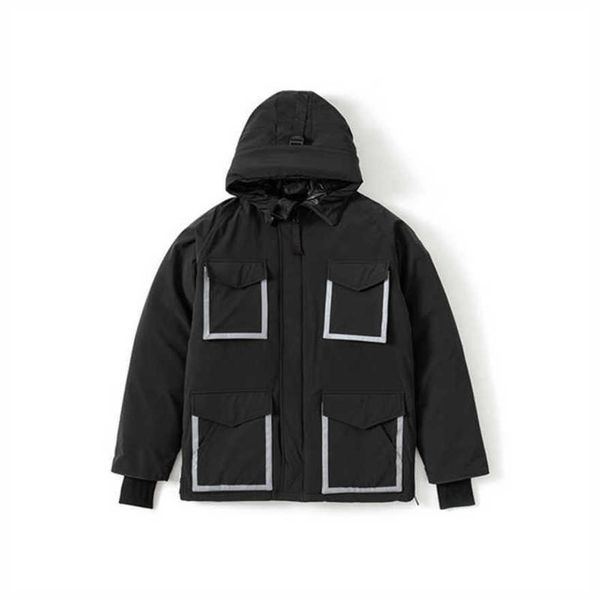 

designer luxury mens down jacket north winter hooded coat canada ovo co-branding thicken warm jackets men clothing reflective letters xs-xxl, Black