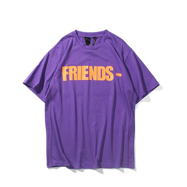 

vlone mens fashion brand t shirt womens print pure color purple tees round neck designer size s-xl, White;black