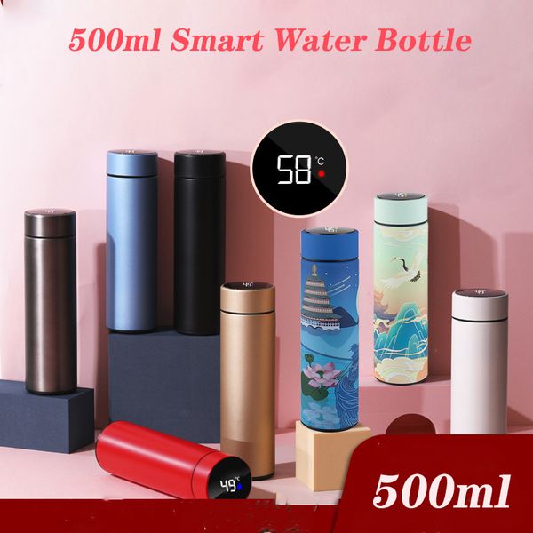 

500ml smart water bottle intelligent thermal insulation cup vacuum insulated stainless steel thermal bottle temperature measuring water cup
