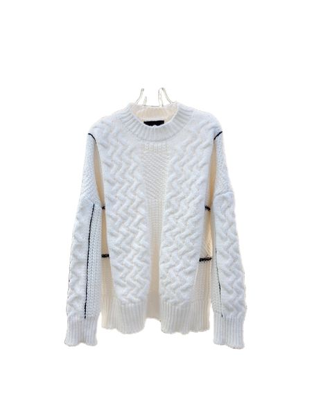 

high gradediversified feelcomfortable lazy atmosphereround neck wool sweater suitable for autumn and winter, White;black