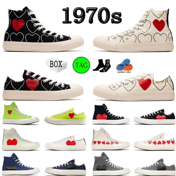 

1970s cdg canvas casual shoes mens women trainers sneakers new style of polka dot white play black red midsole all-over natural eur 35-44 wi