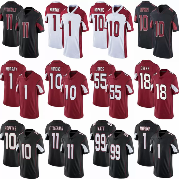 

men women youth 1 kyler murray football jerseys 10 deandre hopkins 99 j.j. watt 18 aj green stitched jersey, Black;red