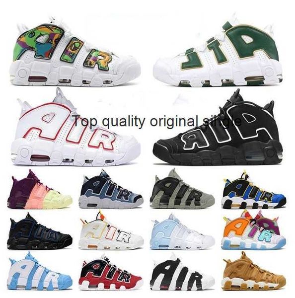 

basketball shoes men women trainers sneakers more uptempos 96 air total max scottie pippen white varsity red green multi-color black bulls