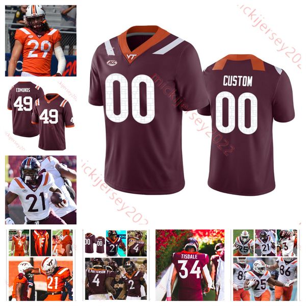 

tech mens virginia custom college hokies football tyjuan garbutt johnny garrett dimitri georgiadis gunner givens benji gosnell stephen gosne, Black