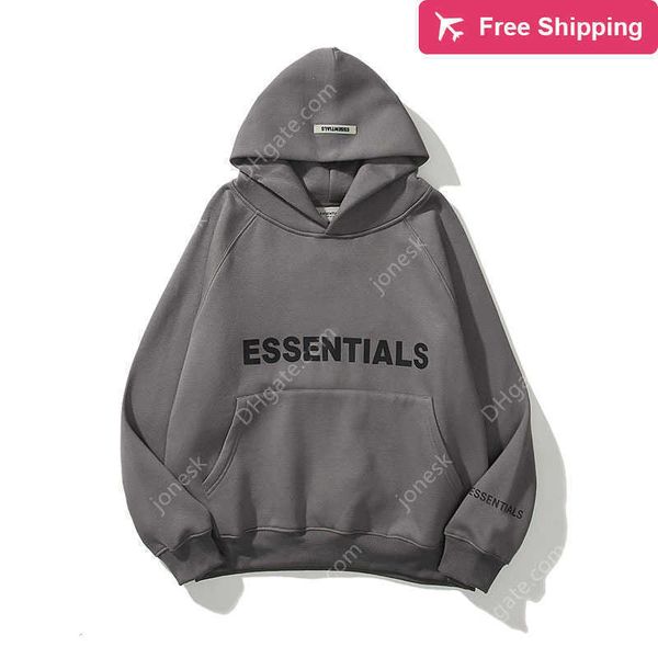 

2023ss essentials men's casual s printed fleece oversized hoodie hip hop street sweater s-3xl, Black