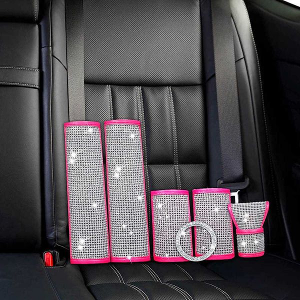 

safety belts accessories crystal diamond car seat belt cover leather seat belt shoulder pad shifter gear cover hand brake covers car interio
