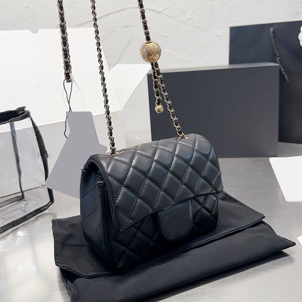 

women classic mini flap square quilted bag pearl crush gold ball metal hardware matelasse chain crossbody shoulder black white designer diam