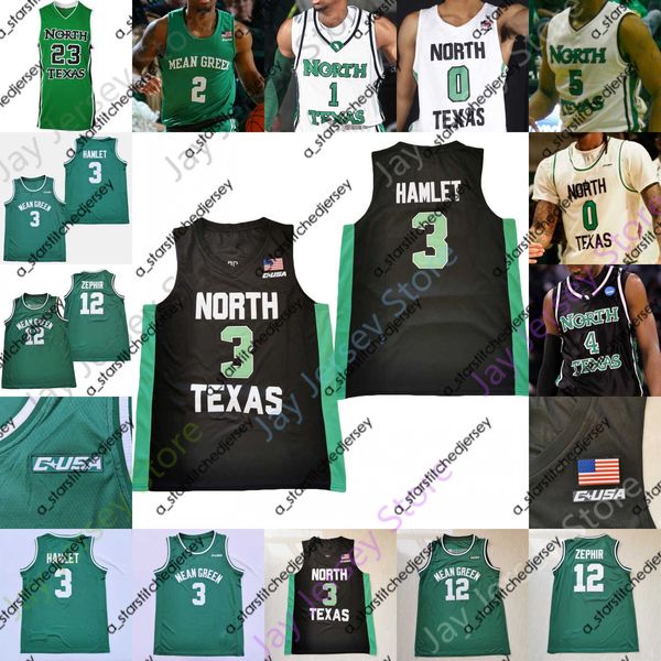 

basketball jerseys custom 2022 north texas mean green basketball jersey ncaa college javion hamlet umoja gibson zachary simmons james reese, Black;red