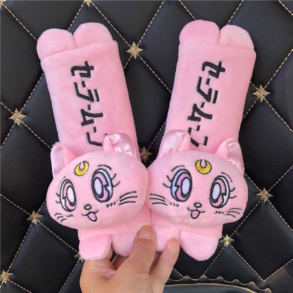 

safety belts accessories plush kitty cartoon seat belt cover cat car seat belts shoulder pad auto car seat belt covers car interior accessor
