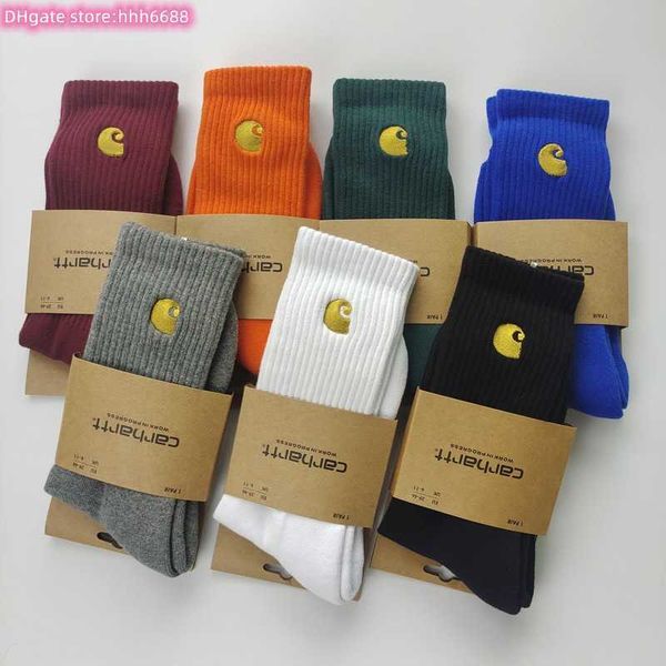 

fot1 men's towel socks autumn and winter new fashion north american brand carhart thickened bottom sports high tube gold label embroide, Black