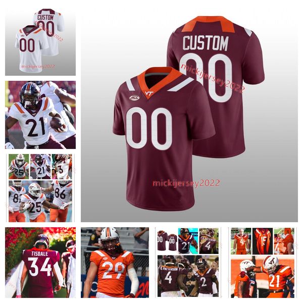 

tech mens virginia custom college hokies football jersey 49 latrell sutton 24 malachi thomas 34 alan tisdale 5 xayvion turner-bradshaw youth, Black