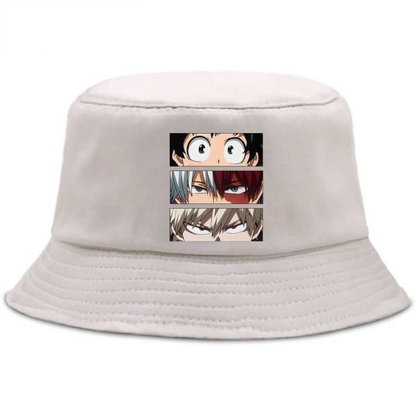 

stingy brim hats my hero academia men female summer hat panama bucket fashion japan anime bucket hat sun hiking fishing beach caps 1209, Blue;gray