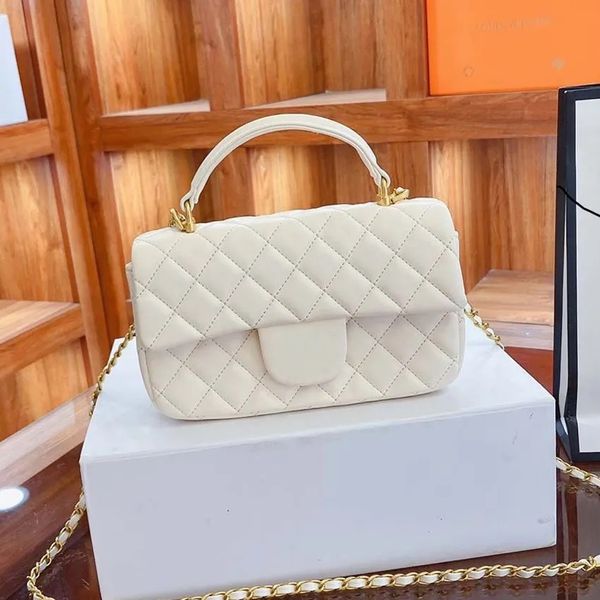 

luxury designer mini square flap bag real leather caviar lambskin classic black purse quilted hangbags crossbody shoulder gold chain box bag