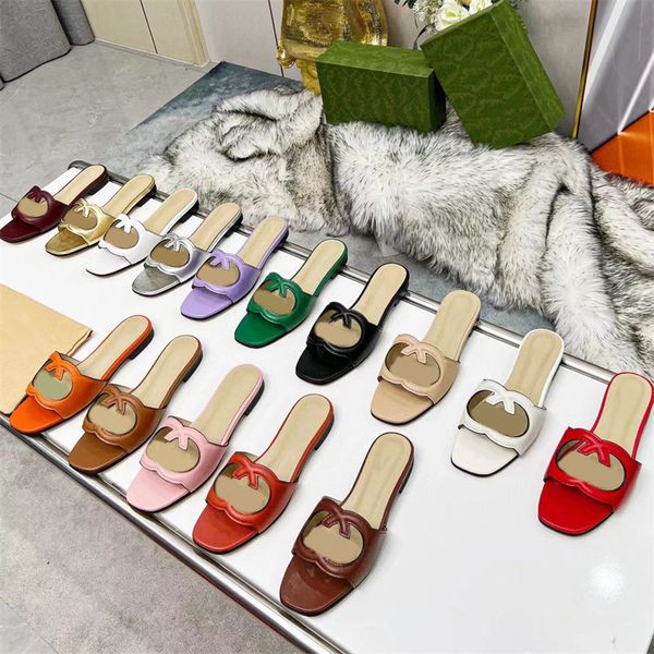 

new fashion ladies g slippers designer flat sandals leather casual beach flip-flops 35-43, Black