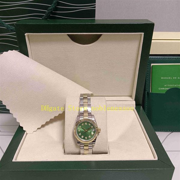 

18 style real po with original box lady watch women's 26mm 179173 18k green diamond dial ladies 179174 179160 mechanical 1239l, Slivery;golden