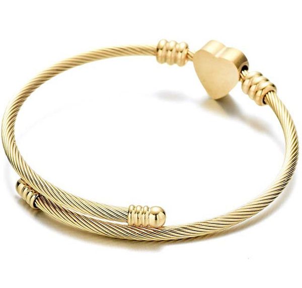 

braided heart bangles designer bracelet cable titanium steel peach hearts bracelet, Black