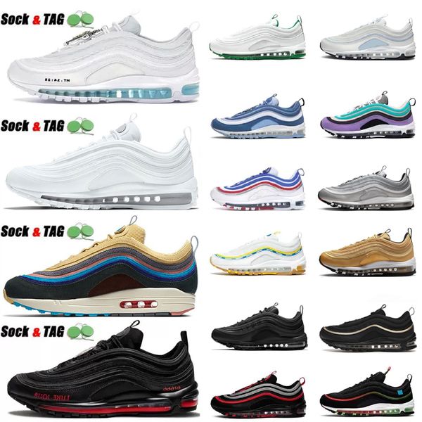 

og 97 97s men women running shoes sean wotherspoon triple black white mschf jesus reflective bred undefeated mens outdoor sports trainers