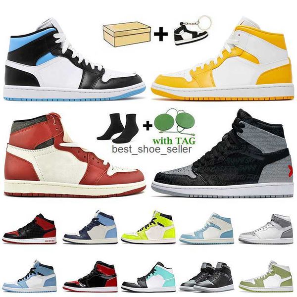 

fashion women mens jordens 1 jumpman 1s jorden basketball shoes jordens1s sneakers university blue gold chicago reimagined bred text