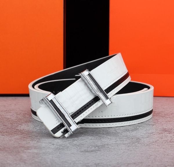 

fashion classic men business belts casual designers belt splice embossing cattlehide smooth buckle mens belt wholesale waistband width 3.8cm, Black;brown