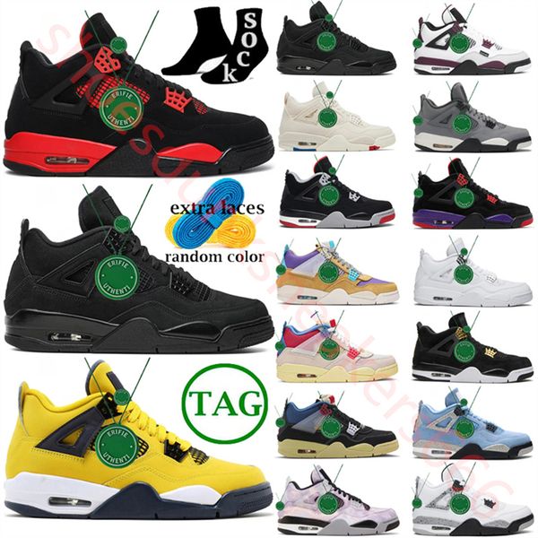 

men women jumpman 4 4s basketball shoes university blue red thunder military black cat midnight navy a ma maniere violet ore white oreo taup