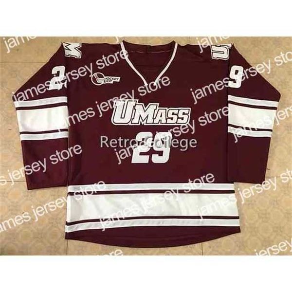 

college hockey wears nik1 #29 jonathan quick umass minutemen hockey jersey embroidery stitched customize any number and name jerseys, Black