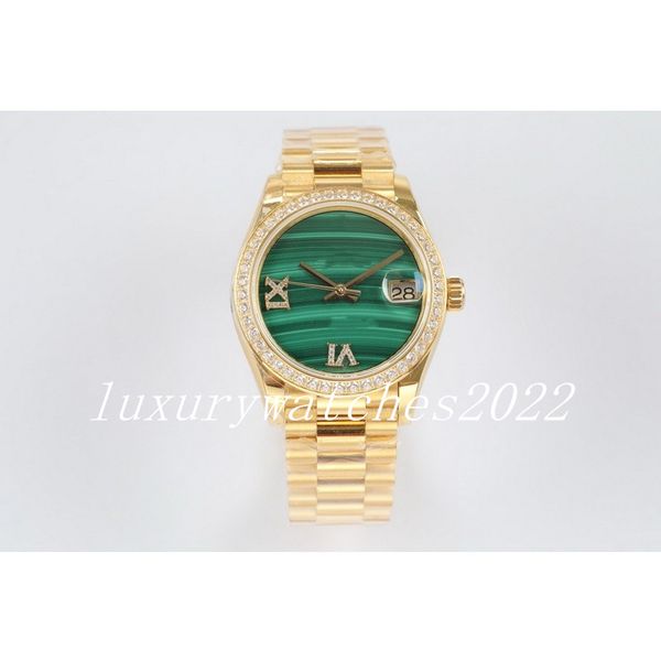 

original box womens watch 31mm datejust 18k gold diamonds green dial watches stainless automatic mechanical high-quality sapphire glass wris, Slivery;brown