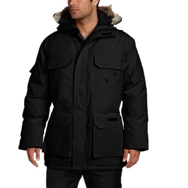 

ca windproof waterproof manteau parka homme winter jassen outerwear big fur hooded fourrure manteau down jacket coat hiver doudoun3957387, Black