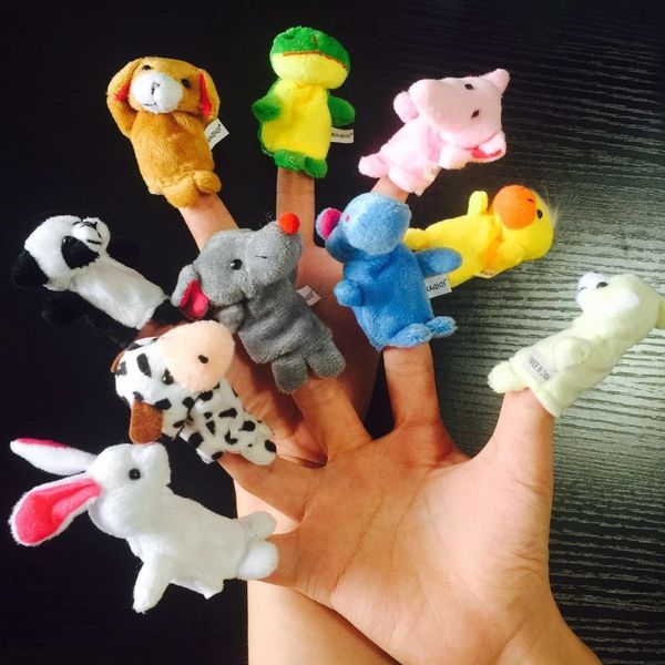 

cartoon animals finger puppets kids toy panda hippo rabbit early education plush toy bear frog parent-child interaction tell story christmas