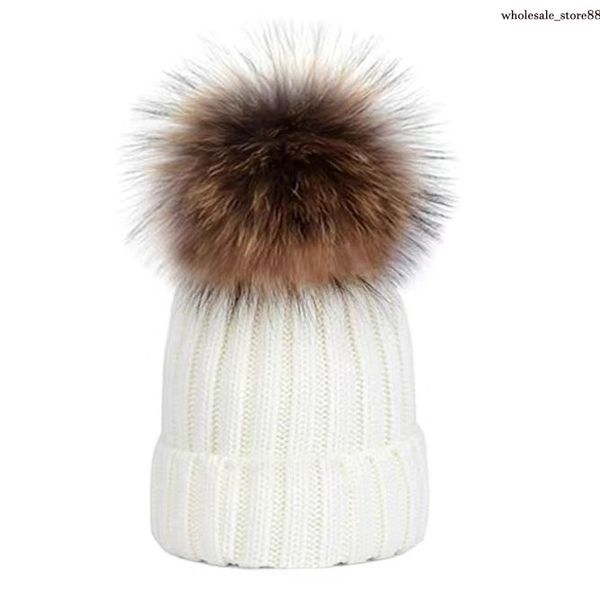 

autumn and winter beanies women's wool knitted warm knitted hat cashmere soft waxy texture super fox ball customized more colors 2023