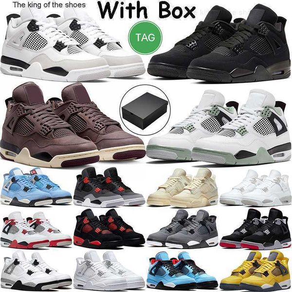 

with box basketball shoes men women 4 4s retro military black cat seafoam sail university blue thunder infrared jumpman cactus jack bred