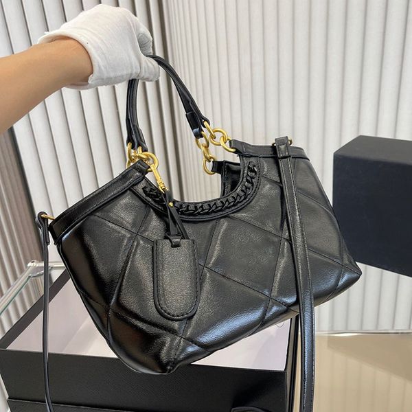 

retro portable women classic zipper tote bag diamond lattice chain leather quilted luxury crossbody designer shoulder bag versatile suitcase