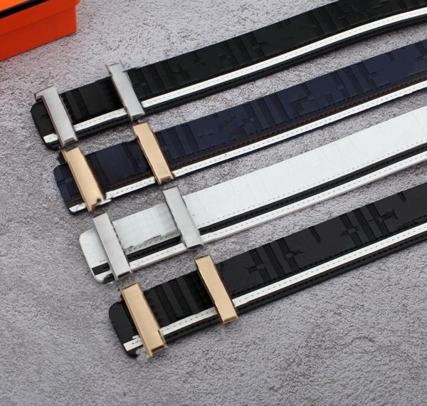 

designer belt luxury mens commerce belts fashion classical copper big letter smooth buckle real leather embossing belt tricolor men leisure, Black;brown