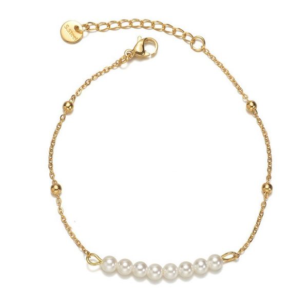 

14k gold bead chain white pearl beaded bracelet women charm designer bracelets jewelry channel evil eye charms men cjeweler lady bangles inl, Golden;silver