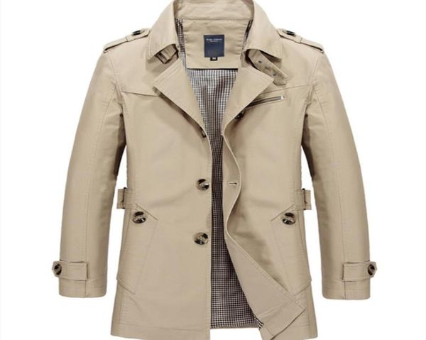 

fashion autumn winter men trench coat fashion windbreaker solid color breasted trench long coats for male casual jackets outwear9677312, Tan;black