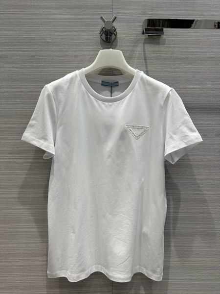 

milan runway 2023 new spring summer o neck short sleeve print designer tees brand same style t-shirt 1213-20, White