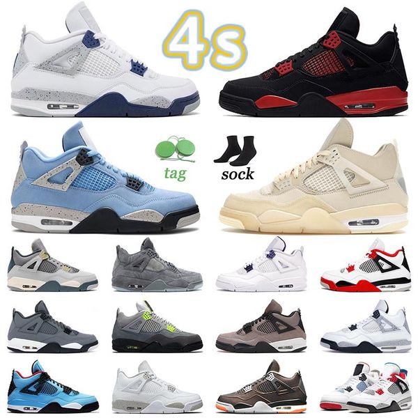 

fashion jumpman 4s basketball shoes j4 ow-sail new black cat red thunder university blue midnight navy court purple royalty cool grey sneake
